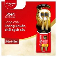 Bộ 2 bàn chải đánh răng Colgate 360° Gold Charcoal mềm nhiều màu