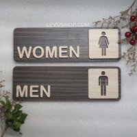 Bộ 2 bảng gỗ Toilet Men Women dán cửa trang trí nhà vệ sinh Nam Nữ MOC7-TL18