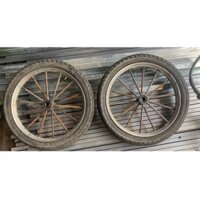 Bộ 2 bánh xe cải tiến, xe bò đường kính 57cm trục phi 28 dài 90cm dài1m-1m1-1m2-1m3