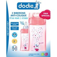 Bộ 2 bình sữa 270ml núm đa tốc độ Dodie bé gái