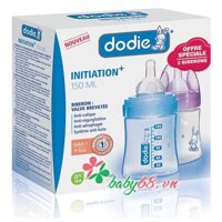 Bộ 2 bình sữa Dodie Initiation 150ml (núm ti 0-3 tháng tuổi)