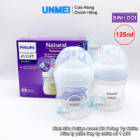 Bộ 2 bình sữa mô phỏng tự nhiên Philips Avent 125ml cho bé từ 0 tháng SCY900/02 (Núm Phản ứng tự nhiên Số 1)