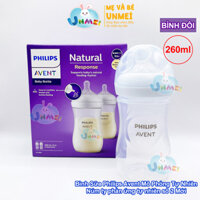 Bộ 2 bình sữa mô phỏng tự nhiên Philips Avent 260ml cho bé từ 1 tháng SCY903/02 (Núm Số 2)