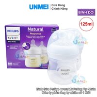 Bộ 2 bình sữa mô phỏng tự nhiên Philips Avent 125ml cho bé từ 0 tháng SCY900/02 (Núm Phản ứng tự nhiên Số 1)