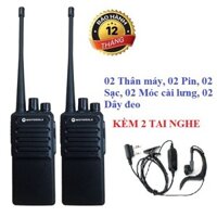 Bộ 2 Bộ đàm Moto GP358 (Bộ đàm giá rẻ Bổ sung cổng hỗ trợ sạc USB, kèm sạc đế đi kèm)