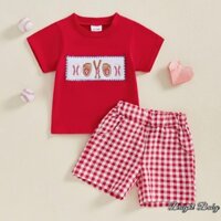 Bộ 2 Bộ Trang Phục Bóng Chày Áo Thun Kẻ Sọc Co Giãn Eo Quần Short