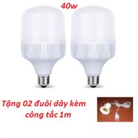 Bộ 2 Bóng Đèn LED TAT 40W E27 tặng 02 dây kèm chuôi công tắc 1m