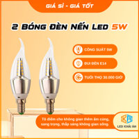 Bộ 2 Bóng Đèn Nến Led 5W Khải Ân Combo 2 Bóng Đèn Led Nến 5W Quả Nhót Đuôi E14