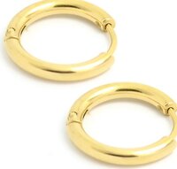 Bộ 2 bông tai nam inox khuyên tròn 10mm BT233 - Màu Vàng