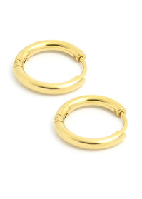 Bộ 2 bông tai nam inox khuyên tròn 14mm BT233 - Màu Vàng