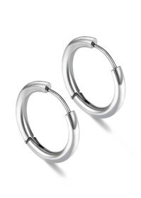 Bộ 2 bông tai nam inox khuyên tròn 14mm BT233 - Màu Bạc