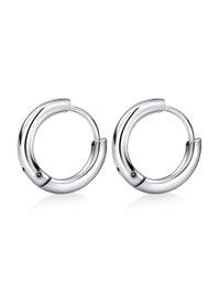 Bộ 2 bông tai nam inox khuyên tròn 10mm BT233 - Màu Bạc