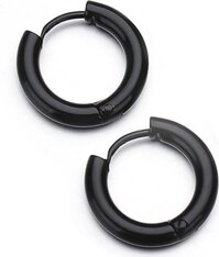 Bộ 2 bông tai nam inox khuyên tròn 12mm BT233 - Màu Đen