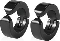 Bộ 2 bông tai Titan kẹp vành không cần bấm lỗ xỏ lỗ - Màu đen