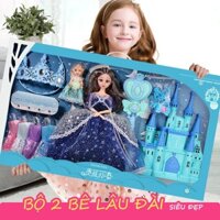 Bộ 2 búp bê elsa kèm lâu đài công chúa, hộp quà tặng cho bé,đồ chơi bé gái ,đồ chơi búp bê