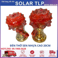 Bộ (2 cái) Đèn thờ LED hoa sen đỏ/ vàng/ hồng/ trắng cao 20cm