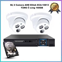 Bộ 2 Camera AHD Elitek ECA-10813(Trắng) - Đầu Ghi Elitek + Ổ cứng 160GB [bonus]