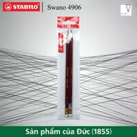 Bộ 2 cây bút chì gỗ STABILO Swano có đầu tẩy thân đỏ (PC4906-C2)