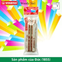 Bộ 2 cây bút chì màu STABILO Woody 3in1 xanh lá (CLK880-C2)