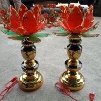 Bộ 2 Cây Đèn Thờ Hoa Sen 1 Bông Loại Đại-KT 45X20CM- Hoa Nhựa,bền,đẹp,sang trọng ,bảo hành 12 tháng