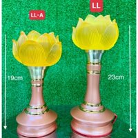 Bộ 2 cây đèn thờ Hoa Sen pha lê Lưu Ly đổi màu cao 23m, có công tắc chỉnh nhiều chế độ