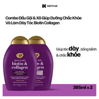 Bộ 2 Chai Dầu gội đầu và dầu xả OGX - Dung Tích 385ml - Biotin
