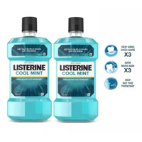 Bộ 2 chai nước súc miệng diệt khuẩn giữ hơi thở thơm mát Listerine Cool Mint 750ml/chai