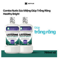 Bộ 2 Chai Nước Súc Miệng làm trắng răng LISTERINE HEALTHY BRIGHT 750mlx2 Chai