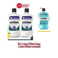 Bộ 2 chai Nước Súc Miệng Listerine Healthy Bright Chanh Muối 750ml