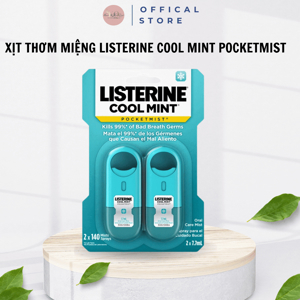 Bộ 2 chai nước xịt sạch miệng Listerine Pocketmist Cool Mint 2 x 7.7ml