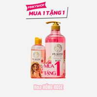 Bộ 2 Chai Sữa Tắm Purite Hoa Hồng ROSE 850ml + Hoa Anh Đào 250ml Dưỡng Body
