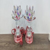 Bộ 2 chiếc đèn thờ hoa sen pha lê đổi màu, cắm điện - 502 ( màu ) - D8/12 x H16 cm