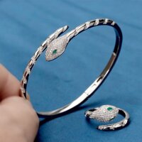 Bộ 2 Chiếc Hình Rắn Lắc Tay Vòng Bộ Cubic Zirconia Hình Học Vòng Tay Nữ Sang Trọng Váy Cưới Trang Sức