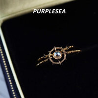 Bộ 2 Chiếc Nhẫn Giả Kim Cương Giả Nhẫn Nữ Hình Chữ V Khung Mạ Vàng Nhật Bản Retro Moon Và Sixpence