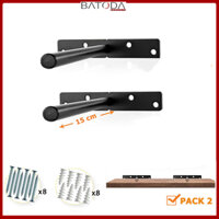 Bộ 2 chốt âm chữ T 15cm, pas âm đỡ kệ treo tường bằng thép đặc kèm phụ kiện vít tắc kê - Hàng chính hãng