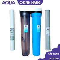 Bộ 2 cốc lọc nước thô 20 inch ren 27 - Lọc đầu nguồn, lọc cặn bẩn - Kèm lõi và phụ kiện