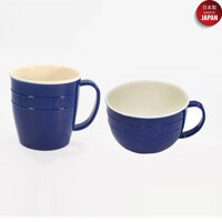 Bộ 2 cốc nhựa giả sứ YAMADA 400ml &amp; 300ml - nội địa Nhật Bản - Xanh - 3 Bộ