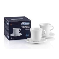 Bộ 2 Cốc sứ cao cấp kèm đĩa lót Delonghi 270 ml - Bộ 2 Ly sứ Capuchino kèm dĩa lót - DeLonghi Porcelain Cappuccino Cup and Saucer, Set of 2, 270ml
