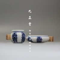 Bộ 2 Cóng - Cóng Khuyên - Cóng chim vẽ tay - Cửu Chính Đường - Hoa văn Như Ý - Lắp tai cóng vào cóng 1.1cm