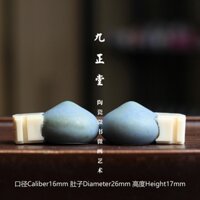 Bộ 2 Cóng - Cóng Khuyên - Cóng chim vẽ tay - Cửu Chính Đường - Xám màu xanh men - Lắp tai cóng vào cóng 1.2 cm