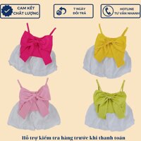 Bộ 2 dây chun lưng kèm nơ ngực cho bé gái vải áo thô trượt mềm mát, quần cát bồng size 9-21KG [HD09]