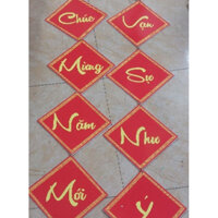 Bộ 2 Dây liễng, câu đối, khánh vuông đỏ treo Tết