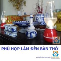 Bộ 2 Đèn bàn thờ sạc điện hình đèn dầu KMH 37001