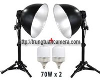 Bộ 2 đèn chụp ảnh sản phẩm bóng đèn Led Top Light 70w + chân đèn 75cm + chóa đèn đường kính 27cm