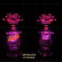 Bộ 2 Đèn Hoa Sen Pha Lê Nguyên Khối Để bàn Thờ Phật Đèn Hoa Sen Đèn Thờ Cúng Cao 17cm-Mã PL54