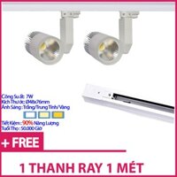 Bộ 2 Đèn Led Rọi Ray COB 7w Vỏ Trắng Và 1 Thanh Ray 1M