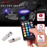 Bộ 2 đèn Led T10 RGB 16 màu kèm Remote điều khiển 6 SMD 5050 lắp đèn led demi,biển số, cốp sau