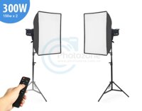 Bộ 2 đèn Studio Led ET-300S công suất thực 600W chỉnh màu (2700 - 6500K) kèm Softbox 60x90cm