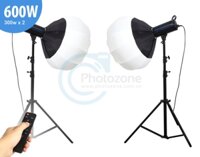 Bộ 2 đèn Studio Led ET-300S công suất thực 600W chỉnh màu (2700-6500K) kèm Softbox cầu 65cm
