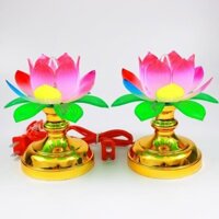 Bộ 2 đèn thờ cúng hoa sen, đèn để bàn thờ, đèn thờ phật, đèn hoa sen, đèn thờ thổ địa - đèn thờ - đèn thờ
